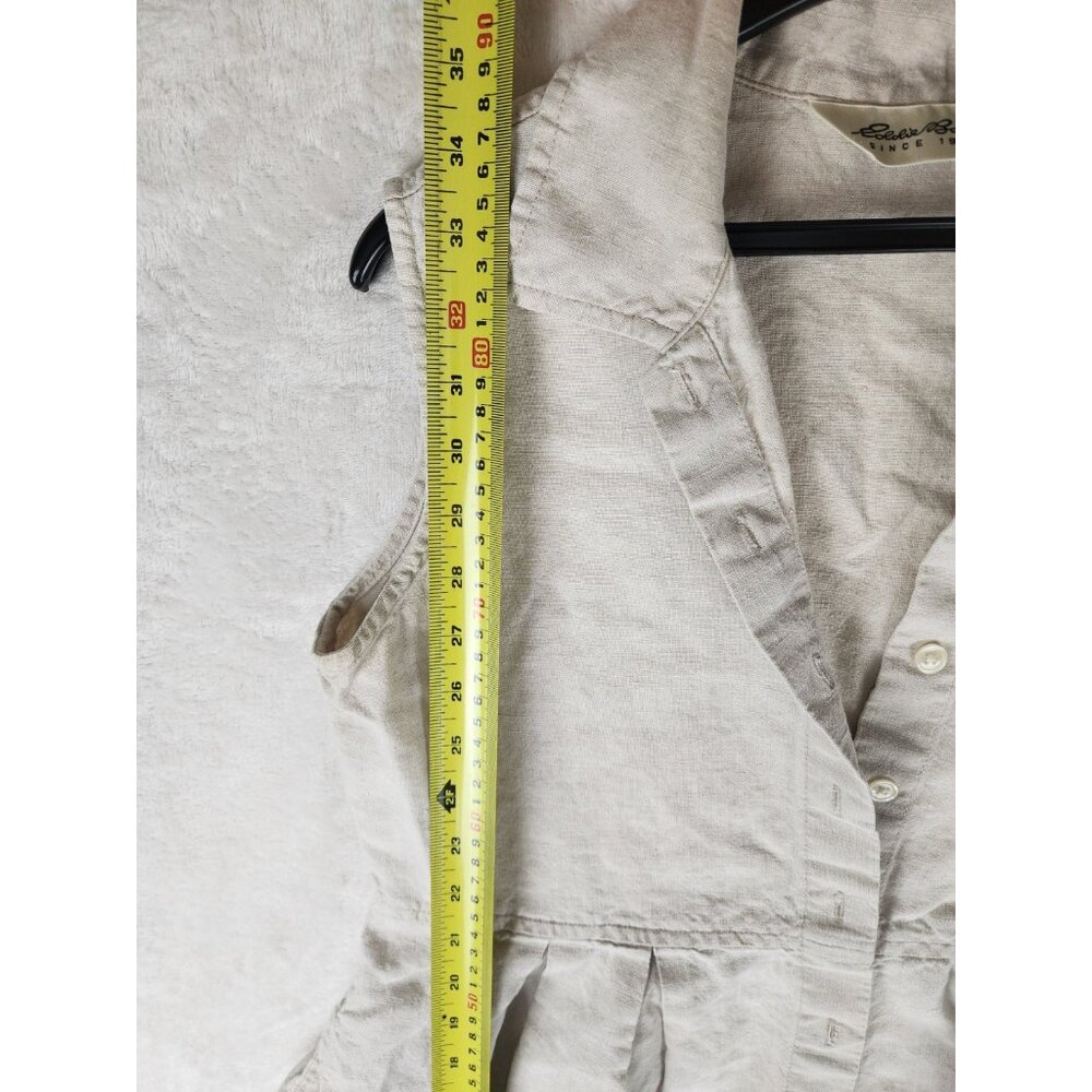 Eddie Bauer Linen Jumper Dress Size Medium Beige Vintage Prairie Cottagecore‎ - Picture 11 of 12